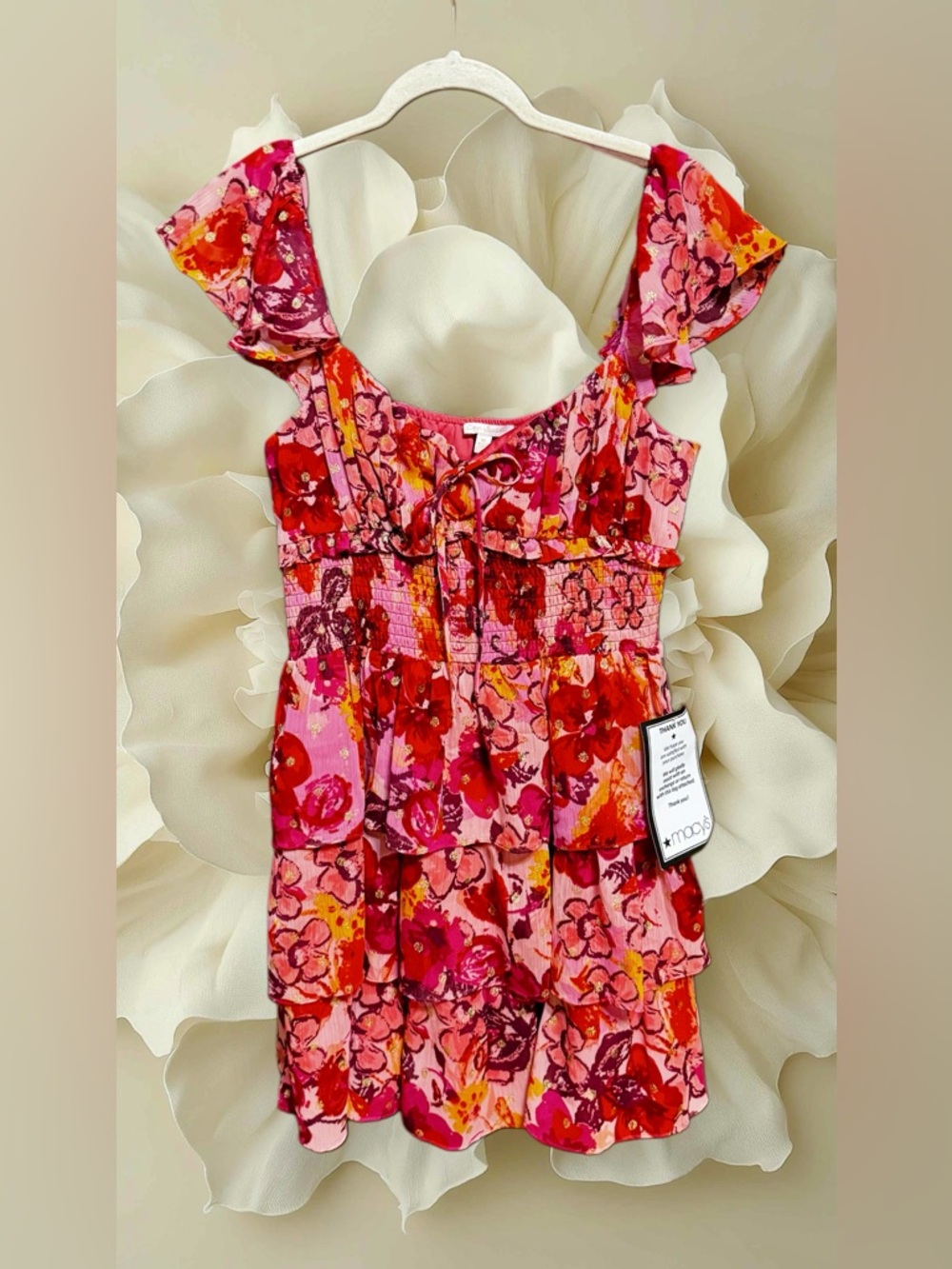 City Studio NWT Colorful Floral Ruffle Sundress - Pink, Red & Orange size XL